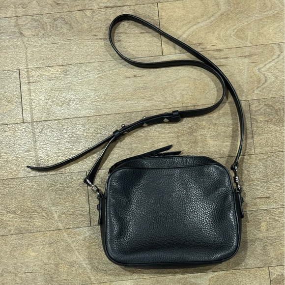 AllSaints Black Pebbled Leather Captain Camera Crossbody Bag Purse Retired - Picture 2 of 9